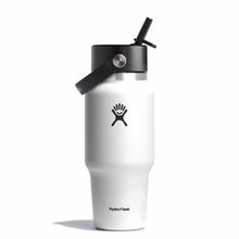 Load image into Gallery viewer, Wide Mouth Travel Bottle With Flex Straw Cap White 24oz