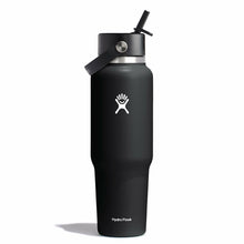 Load image into Gallery viewer, Wide Mouth Travel Bottle With Flex Straw Cap Black 40oz