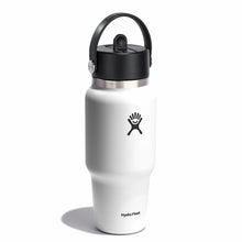 Load image into Gallery viewer, Wide Mouth Travel Bottle With Flex Straw Cap White 24oz
