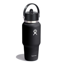 Load image into Gallery viewer, Wide Mouth Travel Bottle With Flex Straw Cap Black 24oz