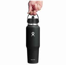Load image into Gallery viewer, Wide Mouth Travel Bottle With Flex Straw Cap Black 40oz