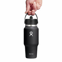 Load image into Gallery viewer, Wide Mouth Travel Bottle With Flex Straw Cap Black 24oz
