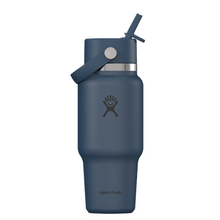 Load image into Gallery viewer, Hydro Flask Stainless Steel Wide Mouth Travel Bottle With Flex Straw Cap Harbor Blue - 24oz
