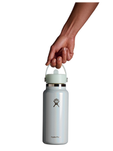 Load image into Gallery viewer, Wide Mouth With Flex Straw Cap Glimmer Blue 32oz
