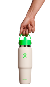 Wide Mouth Travel Bottle With Flex Straw Cap Neon Green 32oz