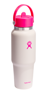 Wide Mouth Travel Bottle With Flex Straw Cap Neon Pink 32oz