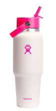 Load image into Gallery viewer, Wide Mouth Travel Bottle With Flex Straw Cap Neon Pink 32oz
