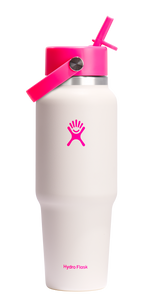 Wide Mouth Travel Bottle With Flex Straw Cap Neon Pink 32oz