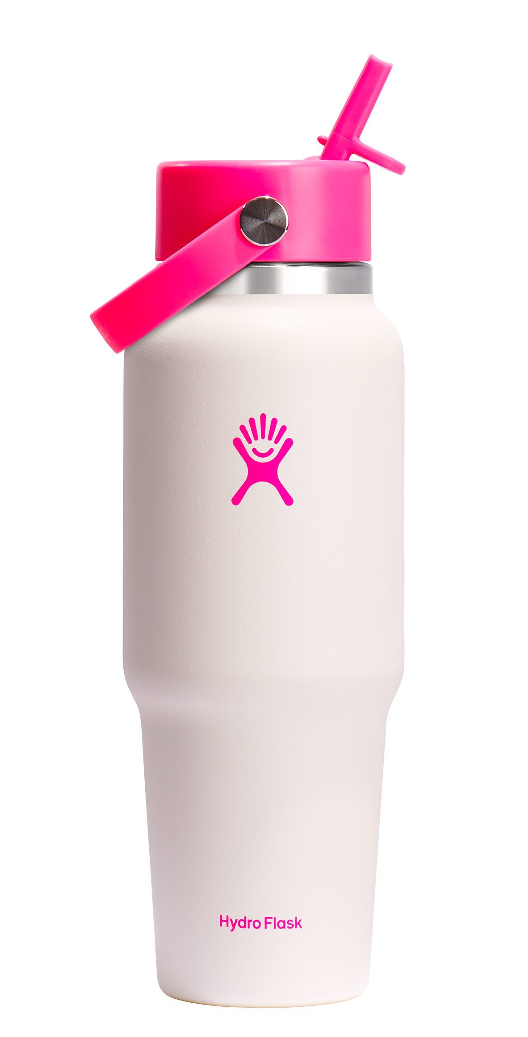 Wide Mouth Travel Bottle With Flex Straw Cap Neon Pink 32oz
