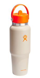 Wide Mouth Travel Bottle With Flex Straw Cap Neon Orange 32oz