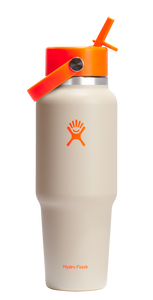 Wide Mouth Travel Bottle With Flex Straw Cap Neon Orange 32oz