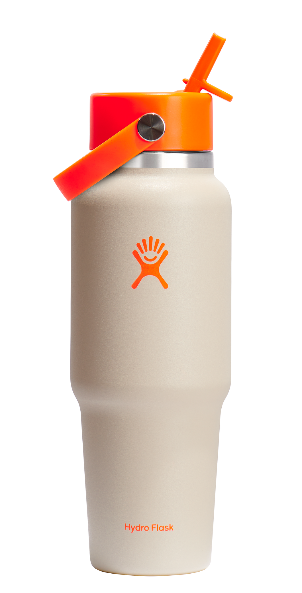 Wide Mouth Travel Bottle With Flex Straw Cap Neon Orange 32oz
