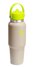 Load image into Gallery viewer, Wide Mouth Travel Bottle With Flex Straw Cap Neon Yellow 32oz
