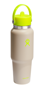 Wide Mouth Travel Bottle With Flex Straw Cap Neon Yellow 32oz