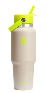 Wide Mouth Travel Bottle With Flex Straw Cap Neon Yellow 32oz