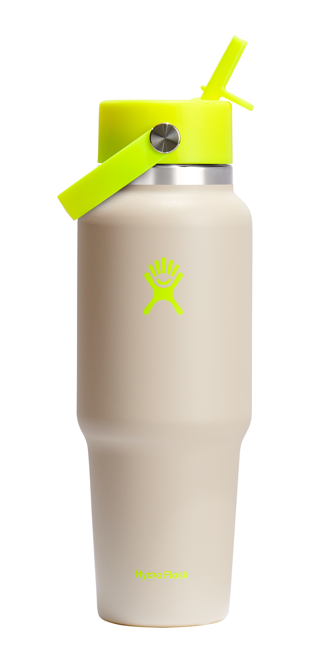 Wide Mouth Travel Bottle With Flex Straw Cap Neon Yellow 32oz