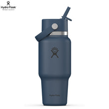 Load image into Gallery viewer, Hydro Flask Stainless Steel Wide Mouth Travel Bottle With Flex Straw Cap Harbor Blue - 24oz
