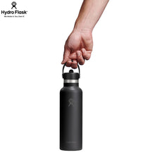 Load image into Gallery viewer, Hydro Flask Stainless Steel Standard Mouth With Flex Straw Cap Black 21 oz
