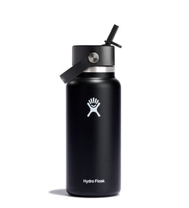 32oz Wide Flex Straw Cap Bottles Black